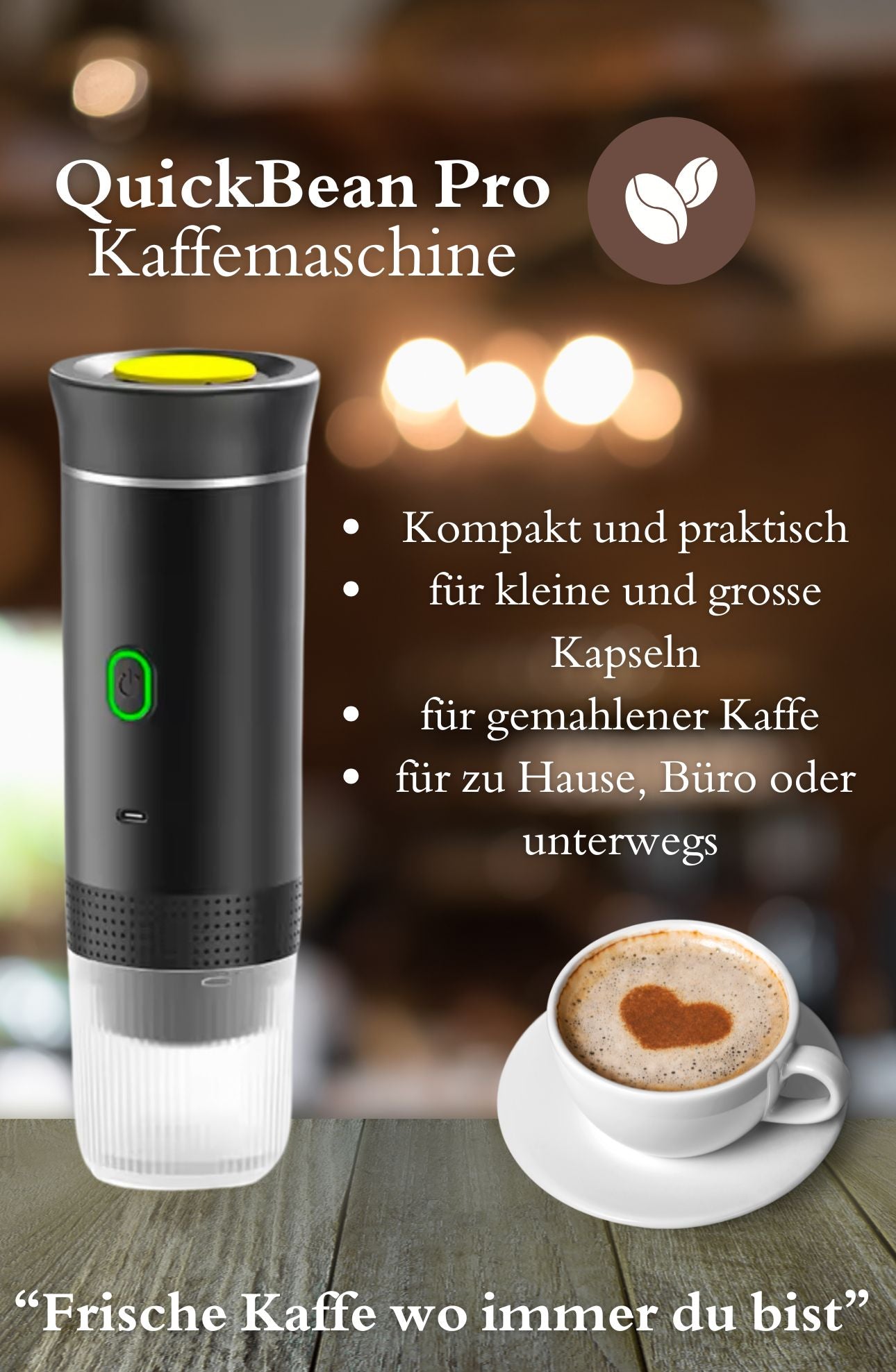 QuickBean Pro Kaffemaschine - Frischer Kaffee, wo immer du bist ☕️